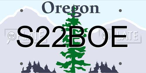 S22BOE Oregon License Plate