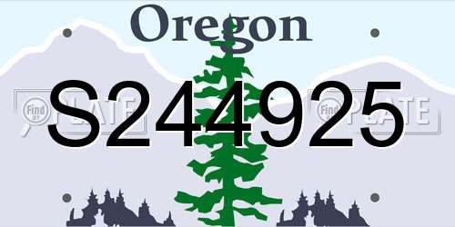 S244925 Oregon License Plate