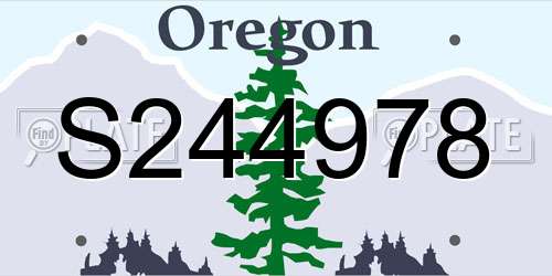 S244978 Oregon License Plate