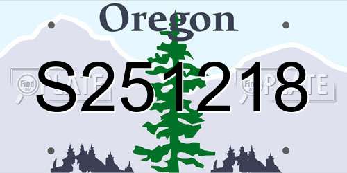 S251218 Oregon License Plate