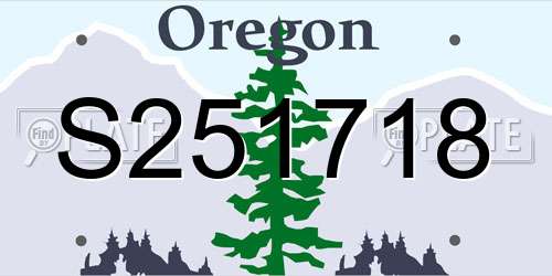 S251718 Oregon License Plate