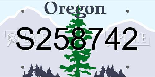 S258742 Oregon License Plate