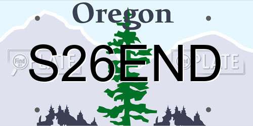 S26END Oregon License Plate