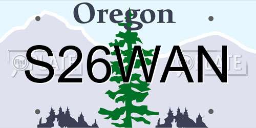 S26WAN Oregon License Plate
