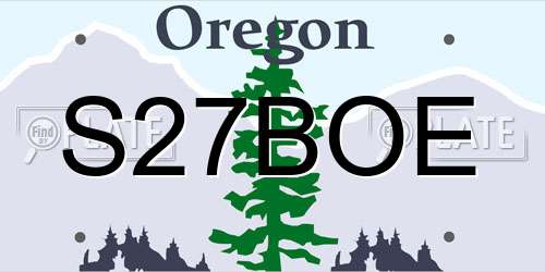 S27BOE Oregon License Plate