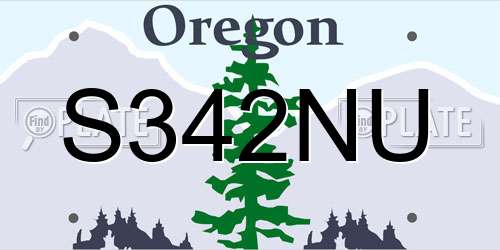 S342NU Oregon License Plate
