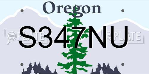 S347NU Oregon License Plate