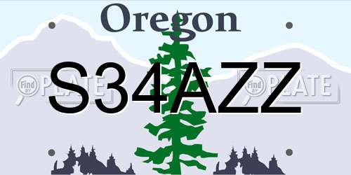 S34AZZ Oregon License Plate