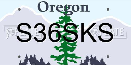S36SKS Oregon License Plate