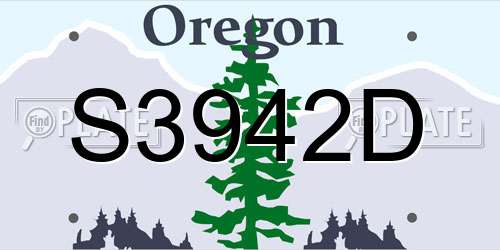 S3942D Oregon License Plate