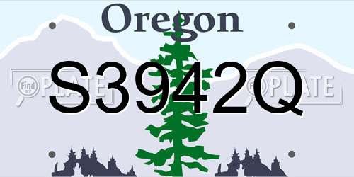 S3942Q Oregon License Plate