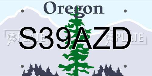 S39AZD Oregon License Plate