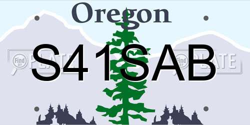 S41SAB Oregon License Plate