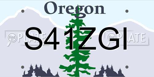 S41ZGI Oregon License Plate