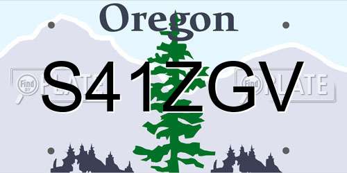 S41ZGV Oregon License Plate