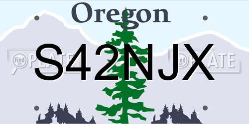 S42NJX Oregon License Plate
