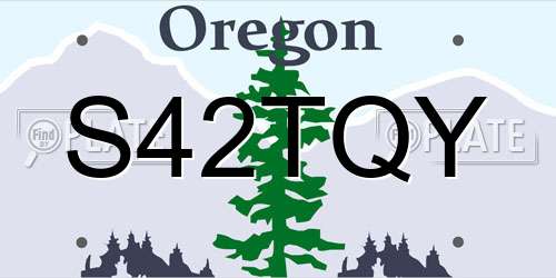 S42TQY Oregon License Plate