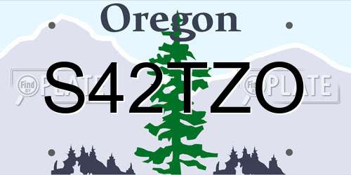 S42TZO Oregon License Plate