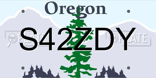 S42ZDY Oregon License Plate