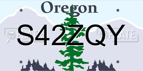 S42ZQY Oregon License Plate