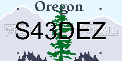 S43DEZ Oregon License Plate