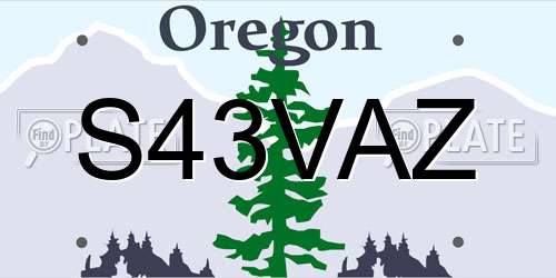 S43VAZ Oregon License Plate