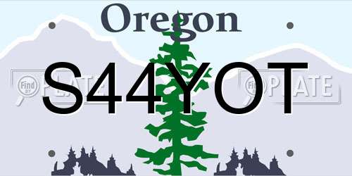 S44YOT Oregon License Plate