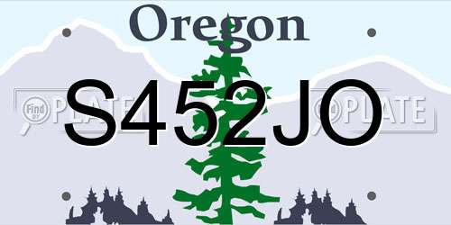 S452JO Oregon License Plate