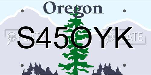 S45OYK Oregon License Plate