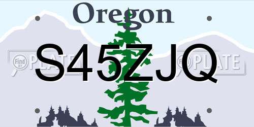 S45ZJQ Oregon License Plate