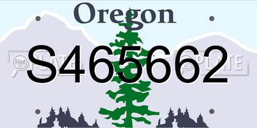 S465662 Oregon License Plate