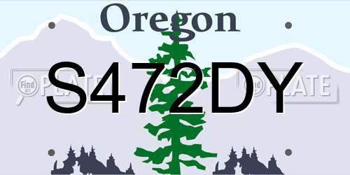 S472DY Oregon License Plate