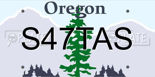 S47TAS Oregon License Plate