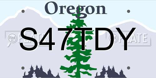 S47TDY Oregon License Plate