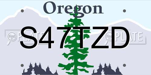 S47TZD Oregon License Plate