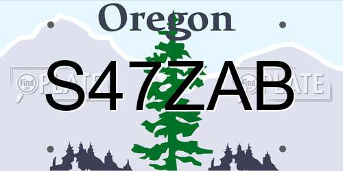 S47ZAB Oregon License Plate
