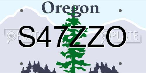 S47ZZO Oregon License Plate