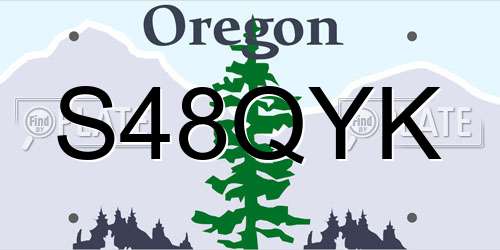 S48QYK Oregon License Plate