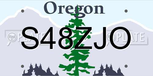 S48ZJO Oregon License Plate