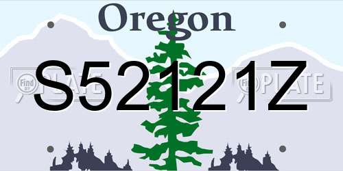 S52121Z Oregon License Plate