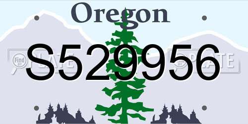 S529956 Oregon License Plate