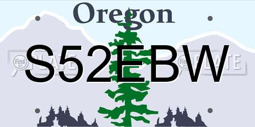 S52EBW Oregon License Plate