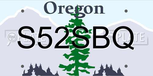 S52SBQ Oregon License Plate
