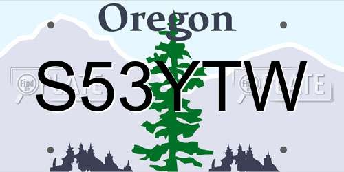 S53YTW Oregon License Plate