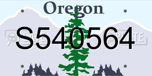 S540564 Oregon License Plate