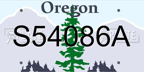 S54086A Oregon License Plate