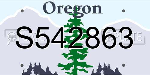 S542863 Oregon License Plate
