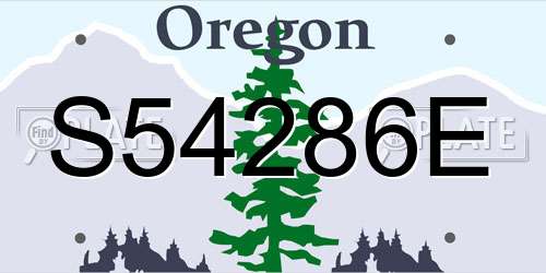 S54286E Oregon License Plate