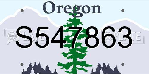 S547863 Oregon License Plate