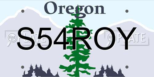 S54ROY Oregon License Plate